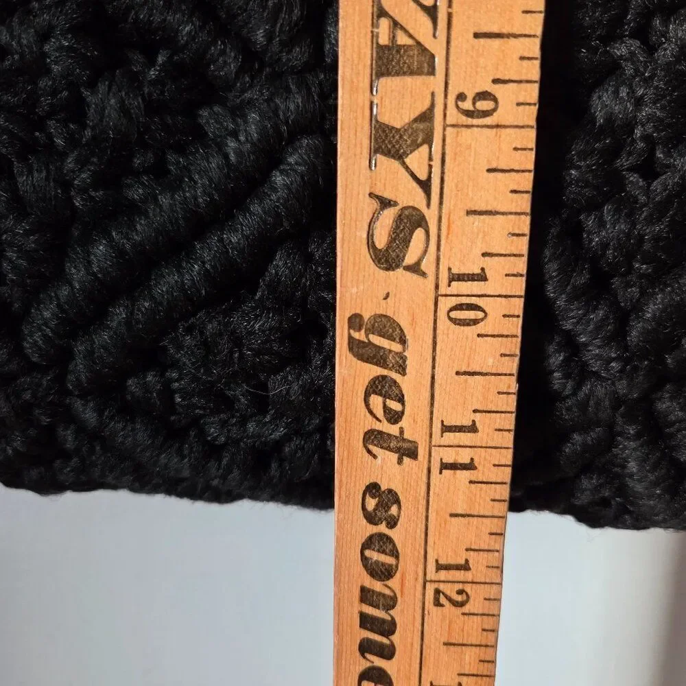 BEAUTIFUL VINTAGE BLACK THICK BRAIDED /WOOVEN BAG LARGE